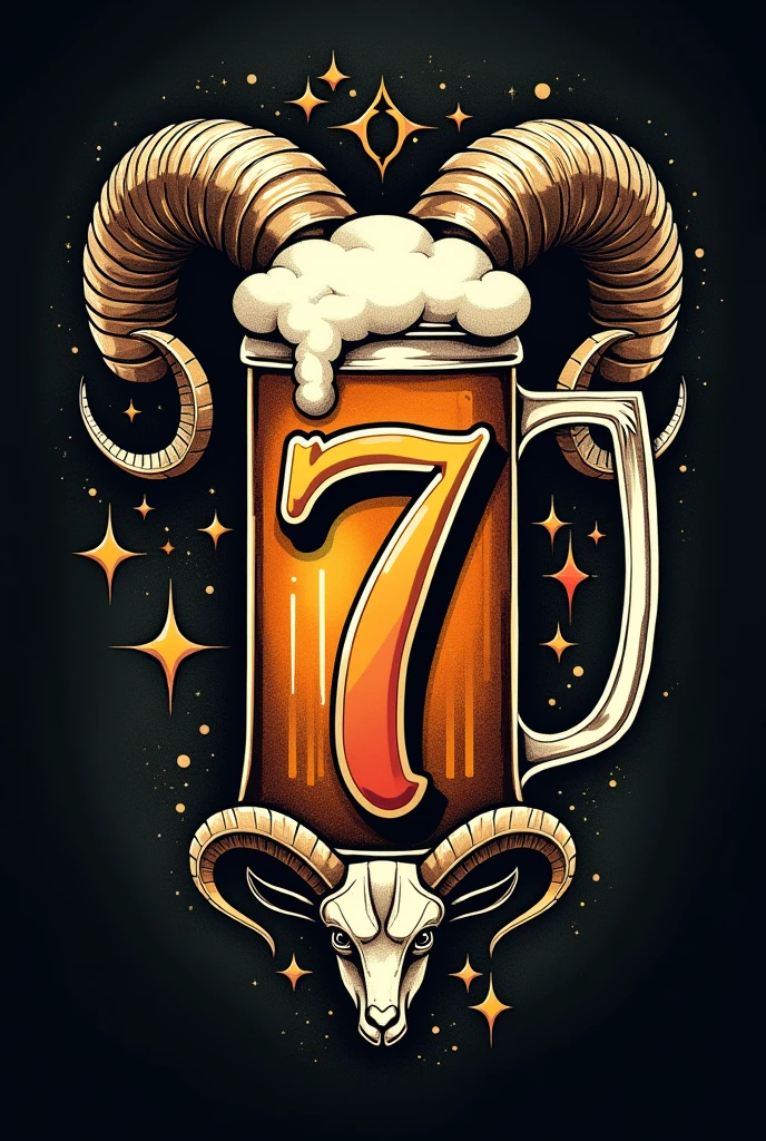 Beer tattoo design, the number 7 and the sign of aries and gemini