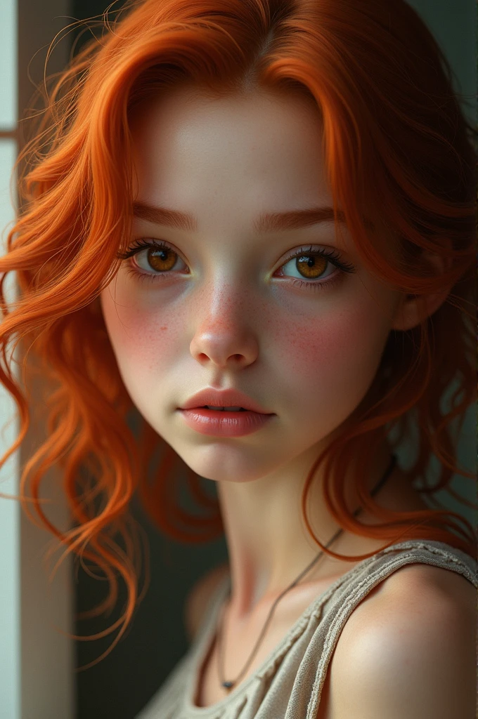 Young photorealistic redhead ager with brown eyes
