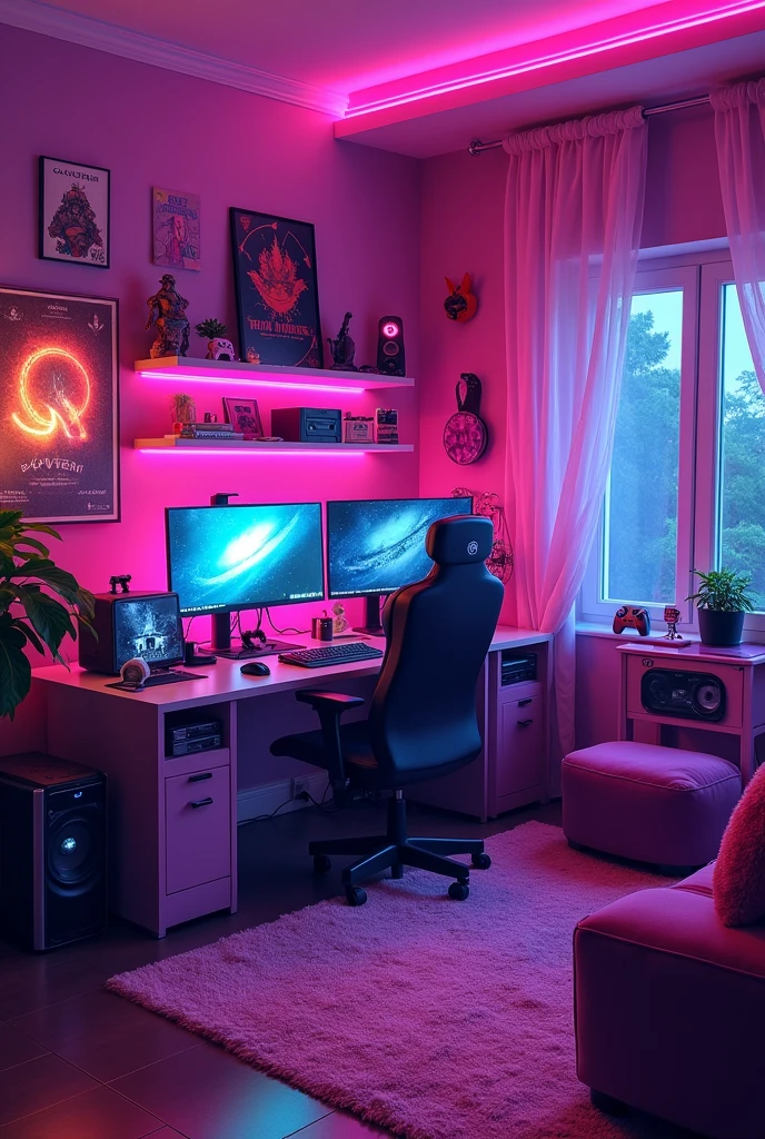 Gamer Room in Purple and Pink
