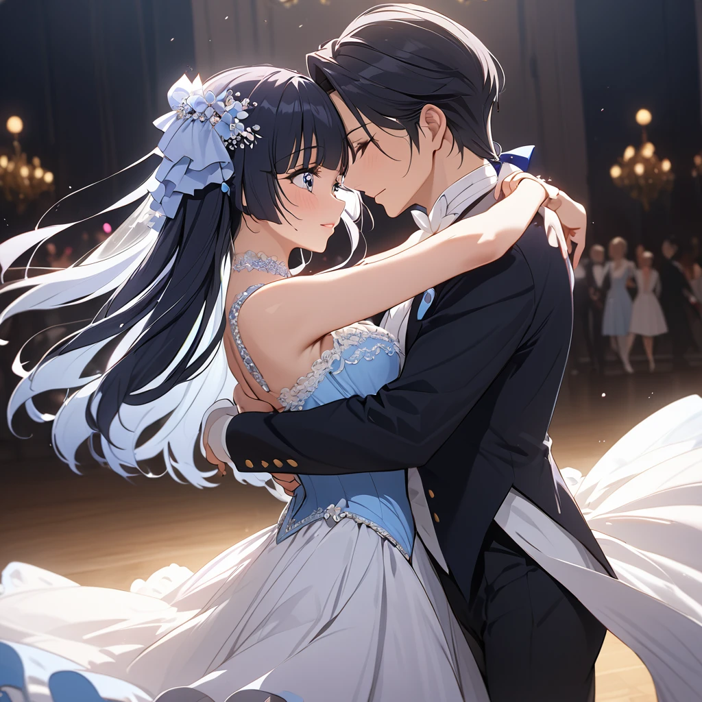 ((Highest quality)), ((masterpiece)), (detailed), (Perfect Face)、The woman is Reika Aoki with semi-long hair、A woman is dancing the waltz in a waltz costume in Vienna