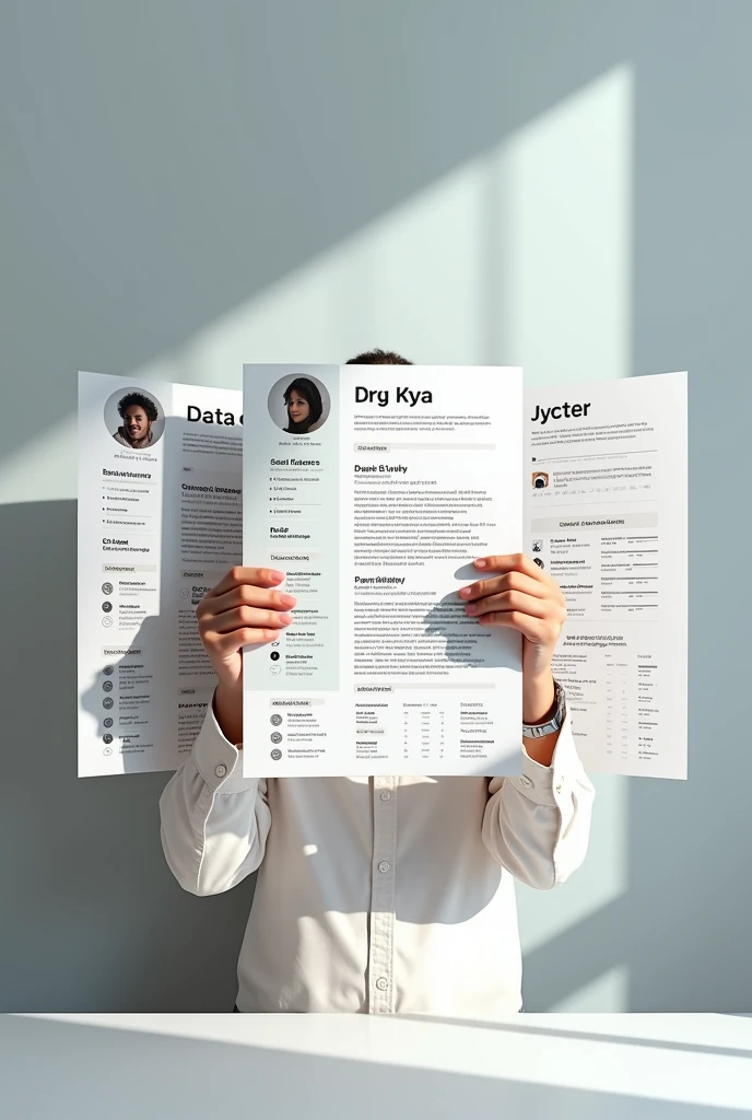 i want PIC to show shown on my cv account that i am a cv designer and in pic i need 3 to 4 different designs of cv shown in a standing position