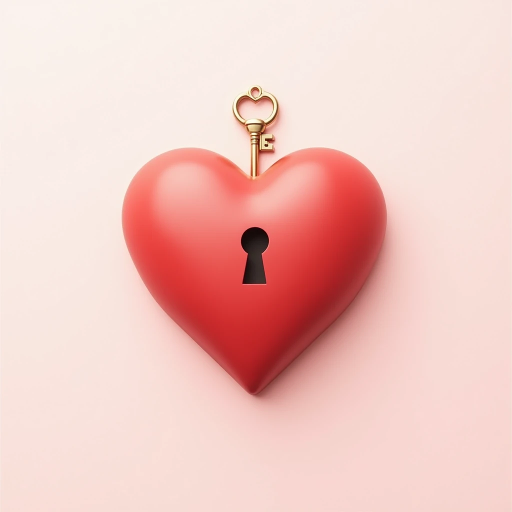 Sent by me:
- **シンプルin洗練されたデザイン**: In the center of the icon、赤orピンクの**hearts symbol**Drawn large。In the heart、ゴールドorシルバーの**key穴**It is designed、At the top**key**がかかりそうな感じin配置されている。Background**Simple white**or**Pale pink**in、ハートとkeyが際立つようになっている。全体的にロマンチックin、Attractive and eye-catching design。
in画像生成して