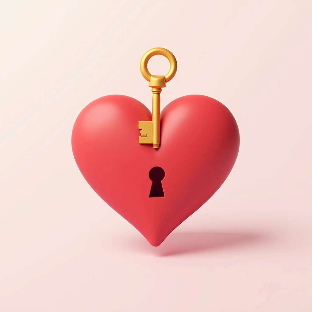 Sent by me:
- **シンプルin洗練されたデザイン**: In the center of the icon、赤orピンクの**hearts symbol**Drawn large。In the heart、ゴールドorシルバーの**key穴**It is designed、At the top**key**がかかりそうな感じin配置されている。Background**Simple white**or**Pale pink**in、ハートとkeyが際立つようになっている。全体的にロマンチックin、Attractive and eye-catching design。
in画像生成して