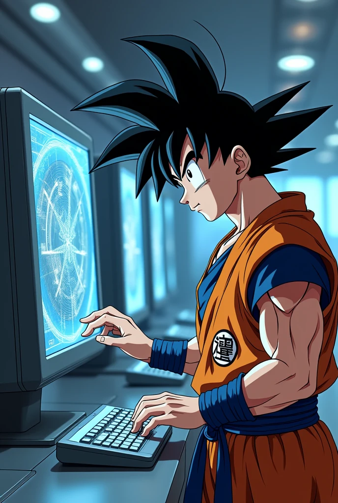 goku from dragon ball on a computer