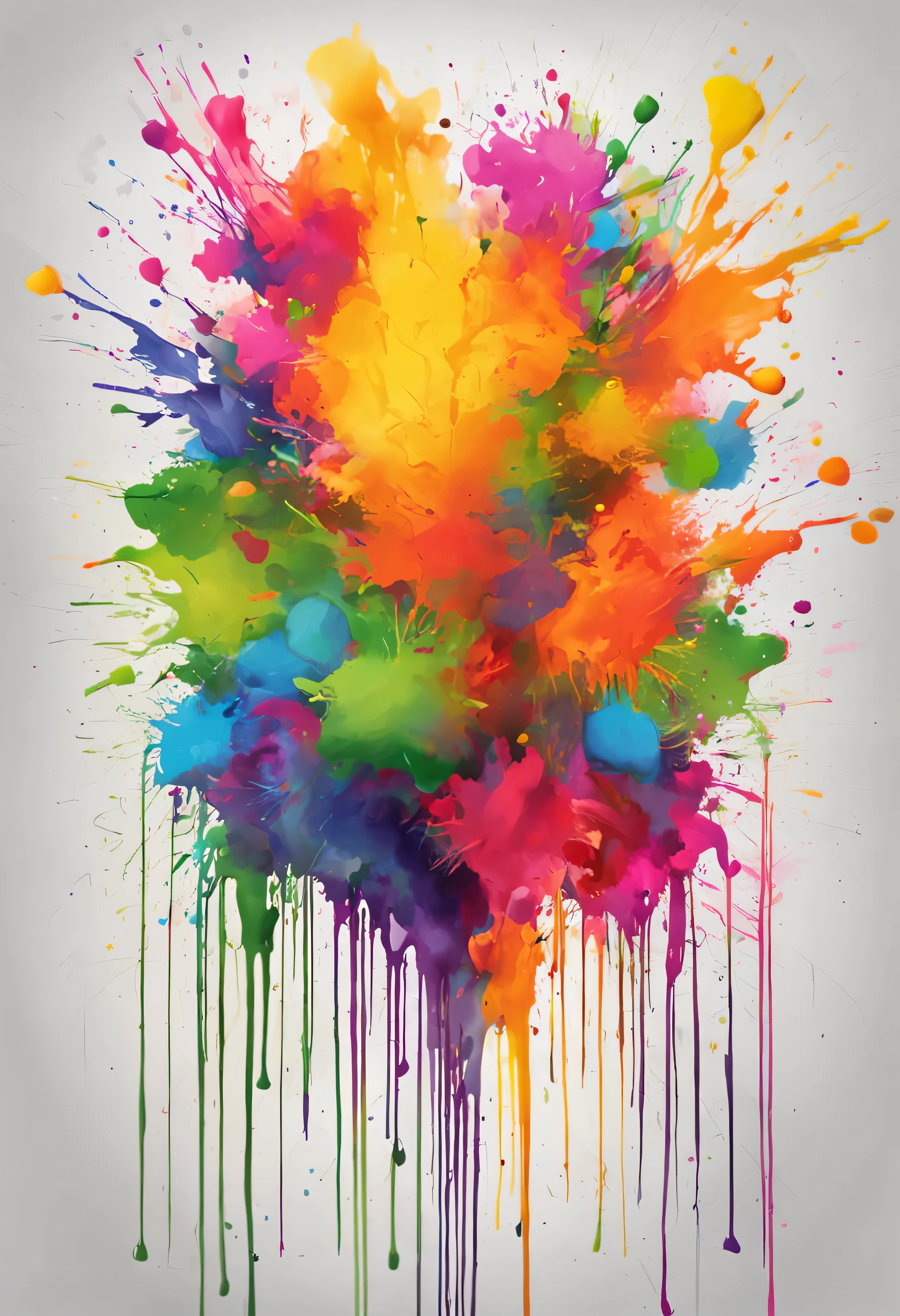 art de microphone coloré (symétrie) pour Podcast, aux couleurs vives, vibrant, et explosion de peinture sur fond blanc.