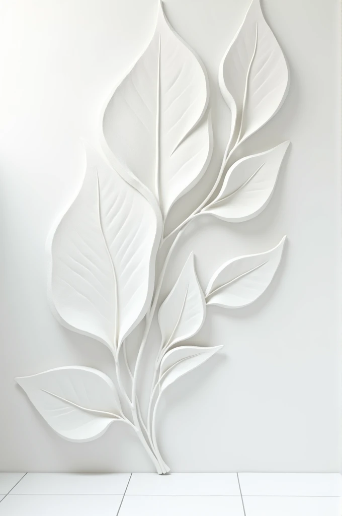 White big leaves carved on white wall 