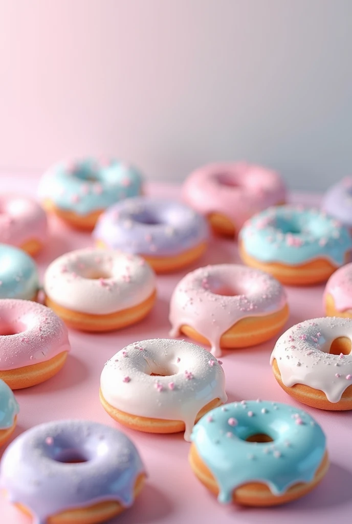 many donuts with soft colors
