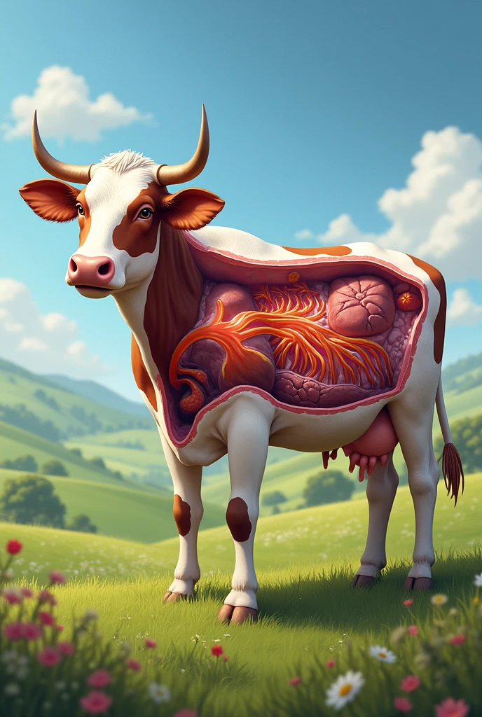 Gas exchange in the respiratory system of a cow