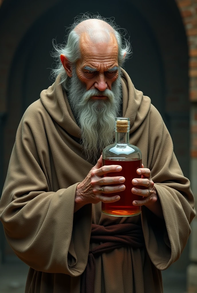 Old monk drink bottel in hand