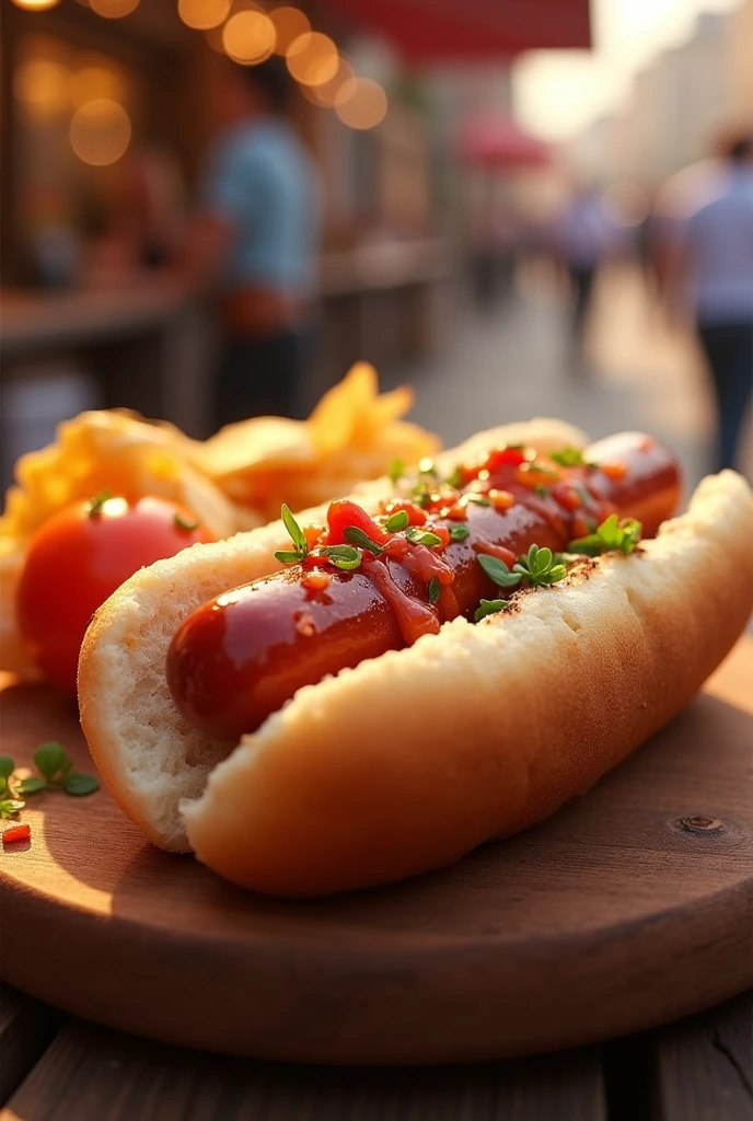 Generate an image about this tagline 

Hotdog na timpladong Tamang-Tama, Sa Bawat Kagat, sarap ay Hindi ka  magsasawa