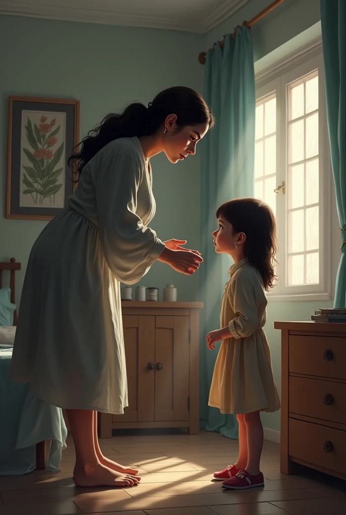 Her mother is a very disciplined person and she likes to put pressure on her daughter.