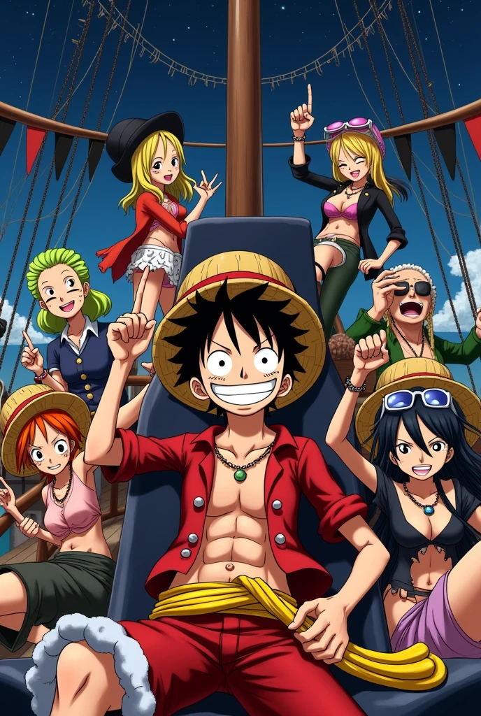 Luffy’ friends and luffy’ black party shute 