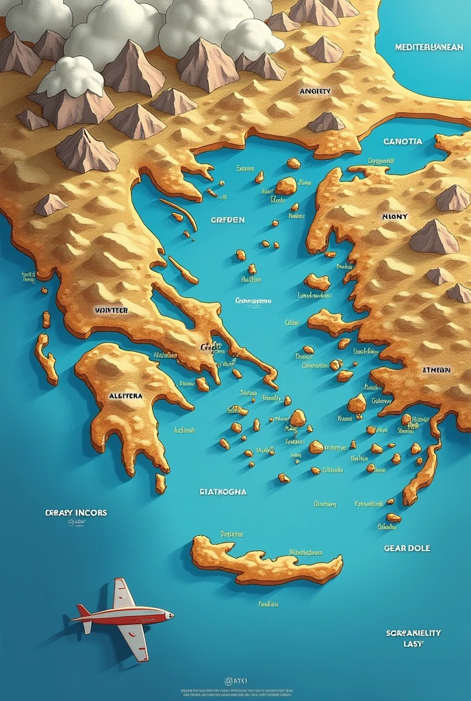 Make a representation of the location of ancient Greece on the drawing sheet main factors.
Mediterranean seas mountains plains islands region of macedonia cities Sparta and Athens for school work 
