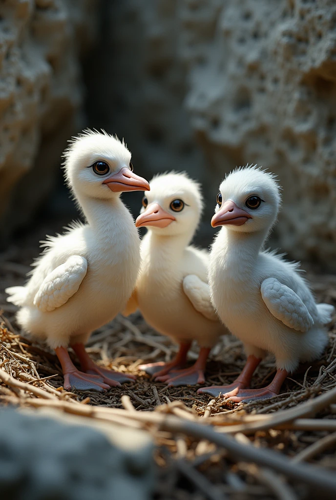 3 gannet chicks hatching