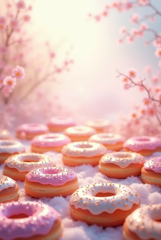 background with soft colors related to donuts, must have many donuts


