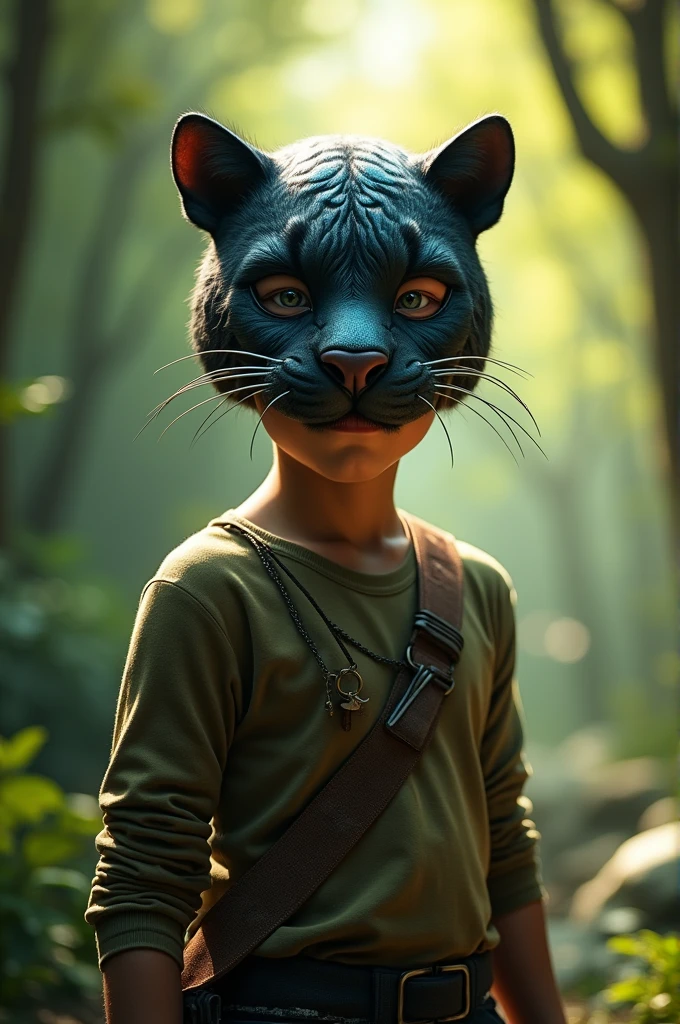 Boy with panther mask