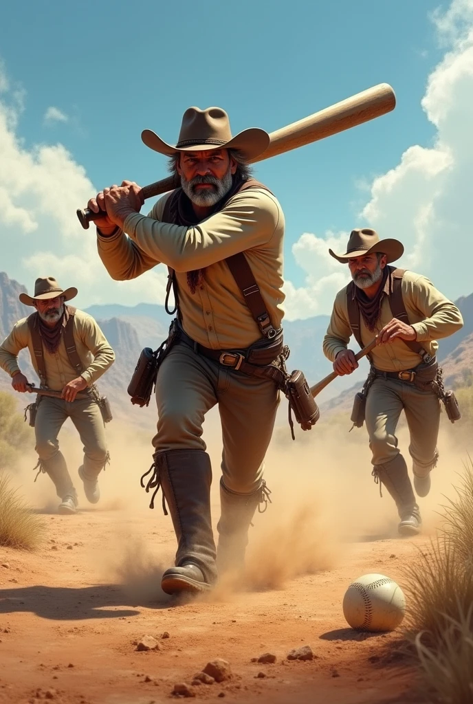 Cowboy play besball team
