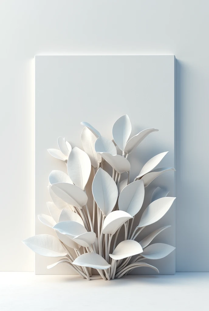 White big leaves bush carved on big white wall