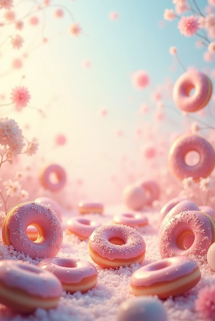 background with soft colors related to donuts, must have many donuts