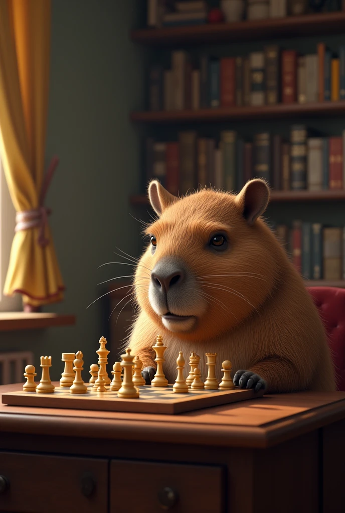 Cabybara is playing chess hard. He has a headache