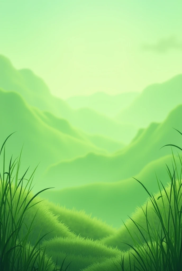 Create a animated image of and grass in right and left corner in a green land for preparing posters designing elements