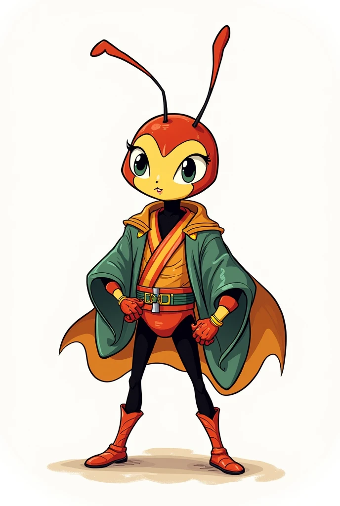 (Atom Ant Hanna-Barbera ) (super heroi) (usando kimono brand) (fully body) (white background) (old drawing) 