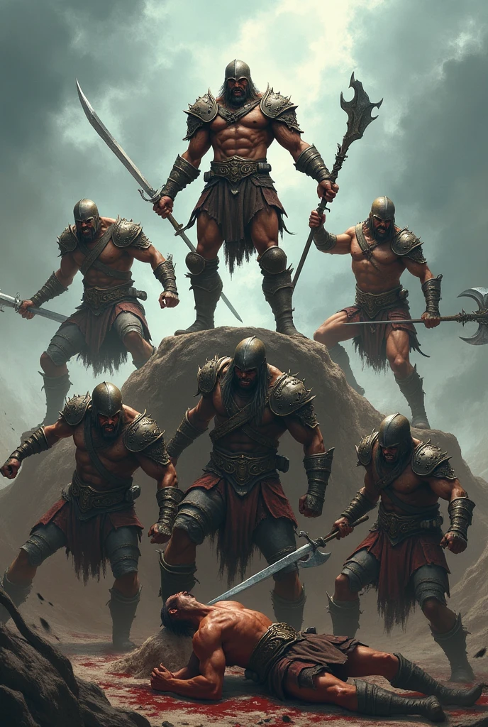 i want a picture with 5 warriors, the unic who is not on the flor is the winner