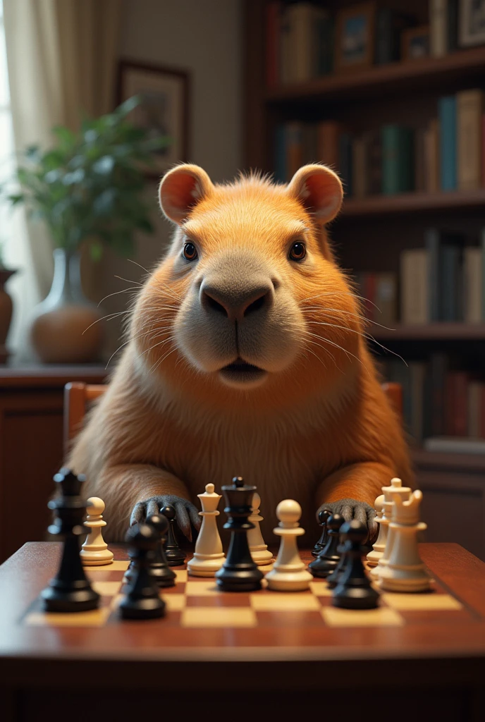 Cabybara is playing chess hard. He has a headache