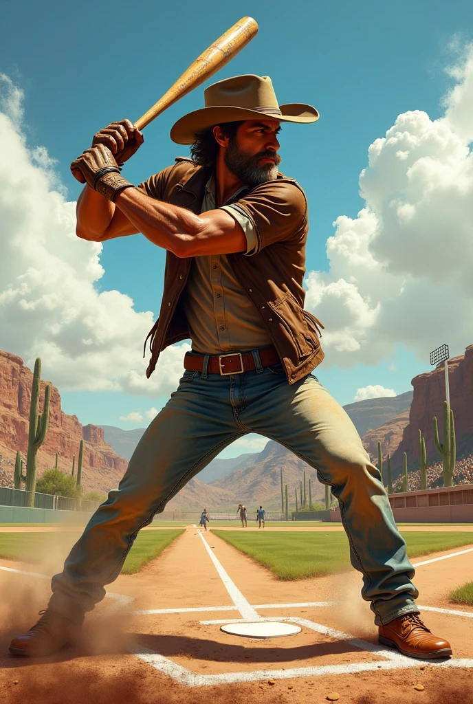 Cowboy play besball  homerun perspectives 