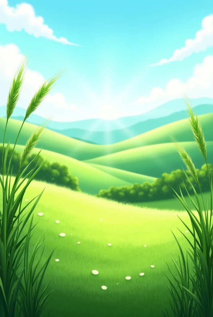 Create image of and grass in right and left corner in a green land for preparing posters designing elements