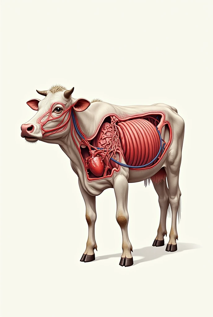 Respiratory and blood system of a cow