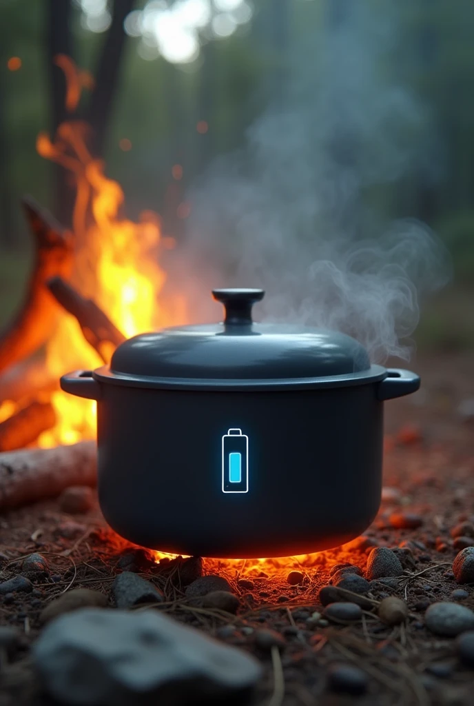 Logo of a lithium powered auto jiko self heating pot that s light weight and portable