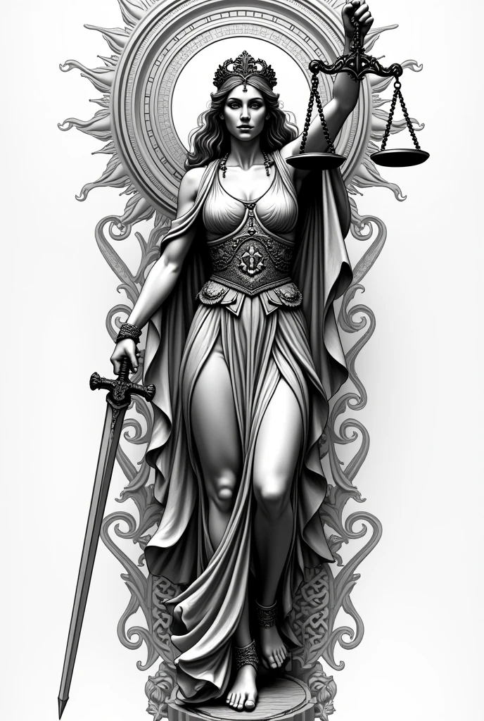 A tattoo of the goddess of Justice