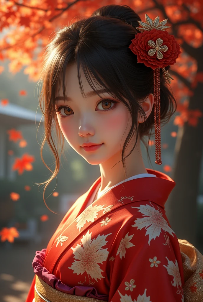 (masterpiece,Highest quality:1.4),(8k,RAW Photos,Photorealistic:1.4),Ultra-high resolution, ,(Glowing Skin:1.4),Detailed肌,Detailed顔,Detailed目,(Beautiful and shining eyes:1.2),Symmetrical eyes,Detailed耳,One person,Natural Makeup,(((Idol))),,Detailed背景,Vivid background,Beautiful and shiny hair,,((Average teenage breasts)),,(Detailed Sexy Japanese kimono with maple leaf pattern,,Maple leaves falling background,mysterious,whole body),,((Sharp Face)),Natural light,,(Very detailed ,,online shopping,LUMINE® Market,),real,,Professional,(Detailed,Location was great.),