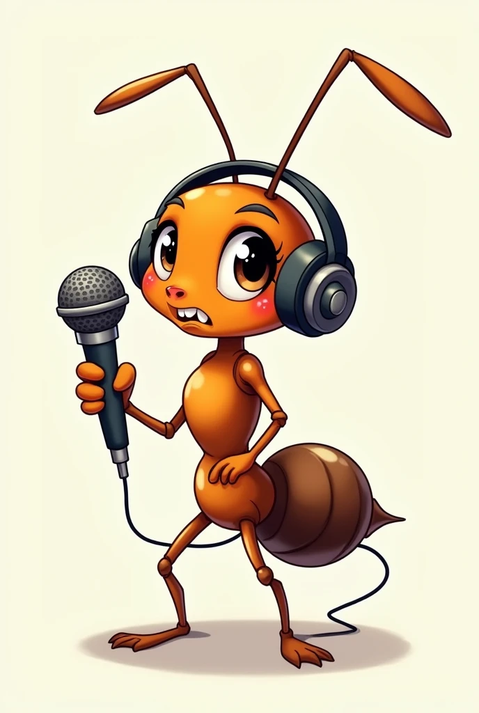 gambar semut memakai earphone dan mic karouke 