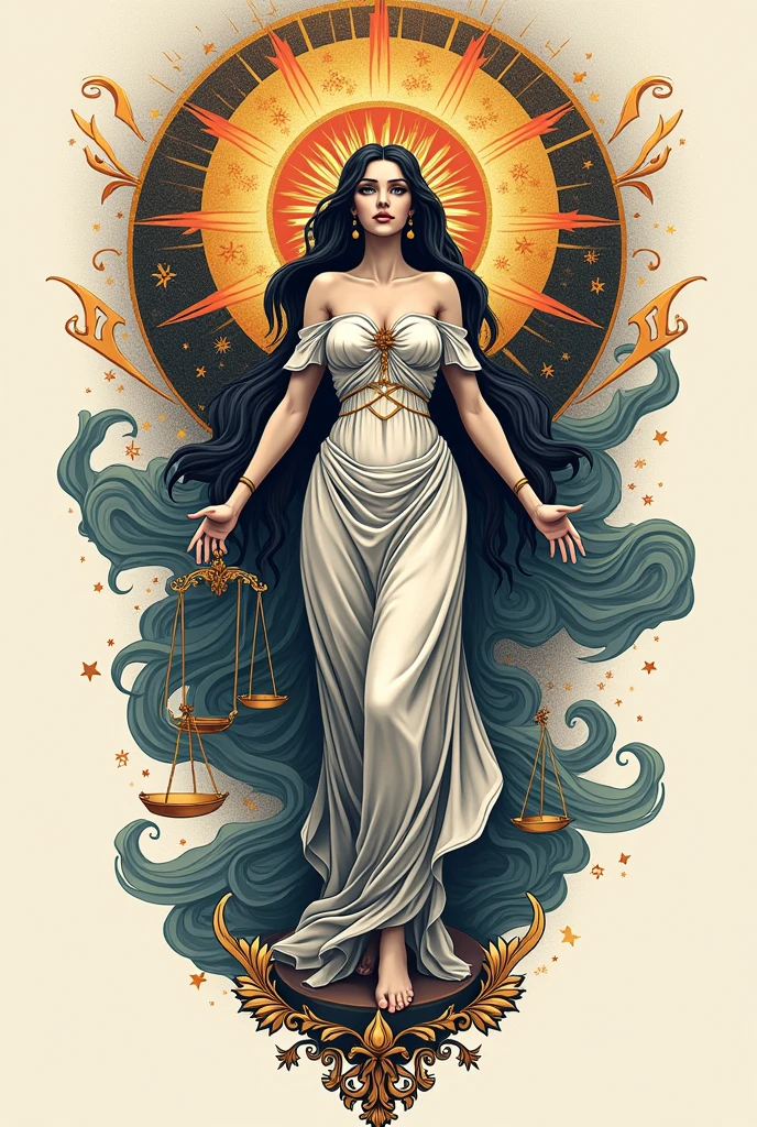 A more stylish tattoo of the goddess of Justice