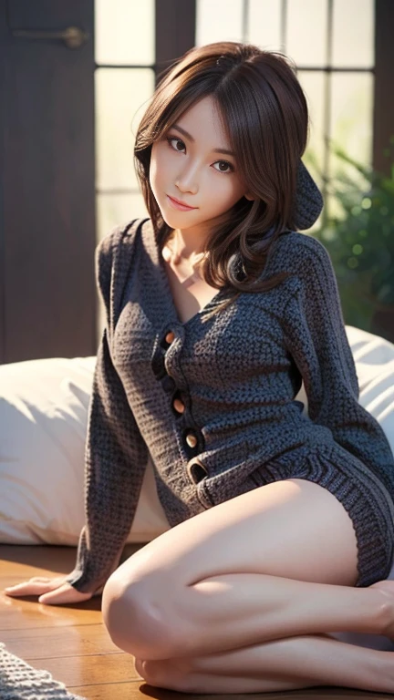 (masterpiece, best quality, ultra-detailed, best shadow:1.2), high resolution, ((cinematic light)), hyper detail, dramatic light, intricate details, dynamic angle, (extremely detailed CG unity 8k wallpaper:1.2), shyness,
((masterpiece)), (ultra-detailed), (extremely detailed unity 8k wallpaper), (realistic skin), (realistic photo, photorealistic, photo-realistic), beautiful Japanese woman, slender face, (Knit onepiece:1.4), beautiful hair,brown hair, medium hair,beautiful face, delicate and beautiful eyes, smile,beautiful legs, slender line, slender body, show through,low angle shot