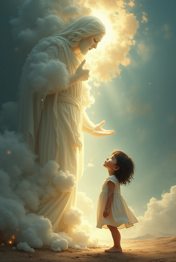 A small girl asking God face to face