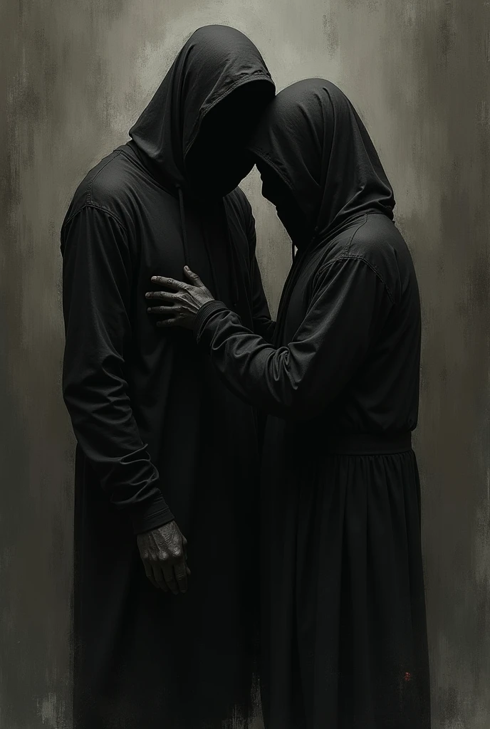 A dark person coming out of a dark person a person coming out of it