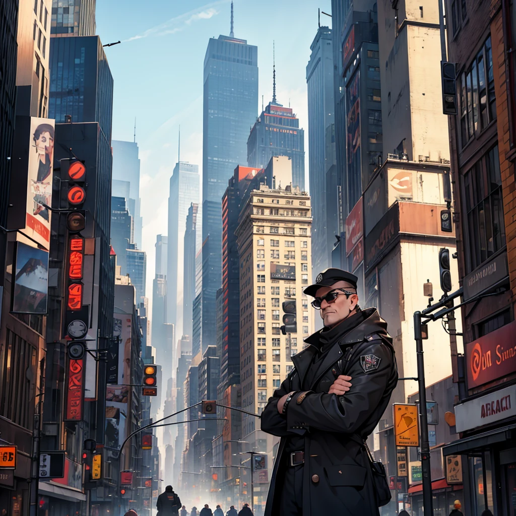 mafia, drachenlord, Rainer Winkler, Tall buildings, Sniper, New York, ​masterpiece, best quality, high quality, 4K, keen focus