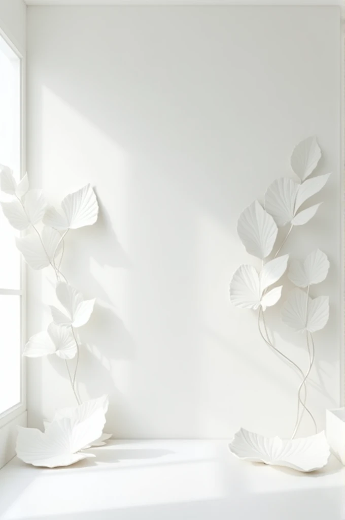 White big leave wines carved on white wall 