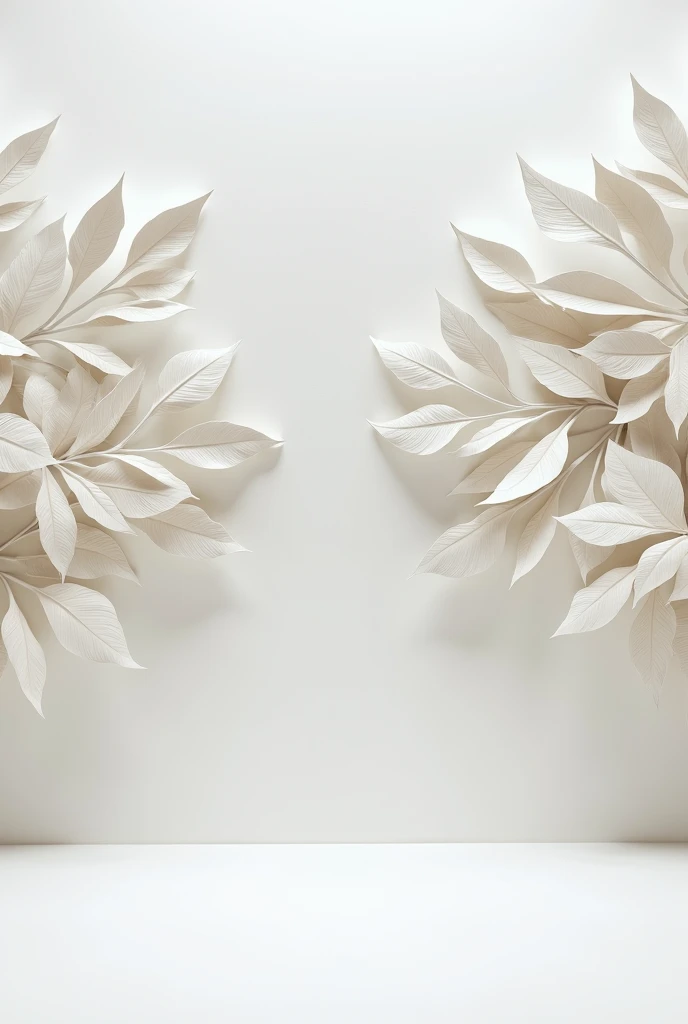 White big leave wines carved and spread on big white wall 