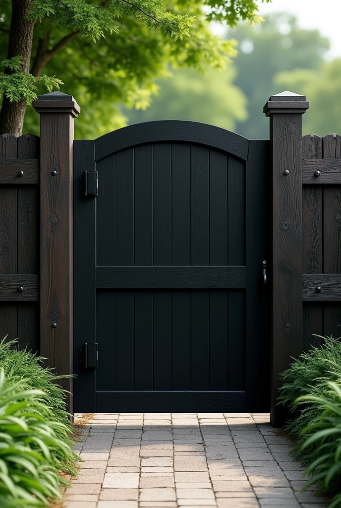 Generates an image of a fence with a color that matches a black gate