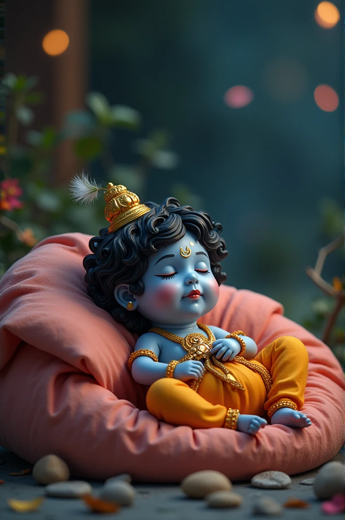 Lord Krishna as a small cute kid sleeping