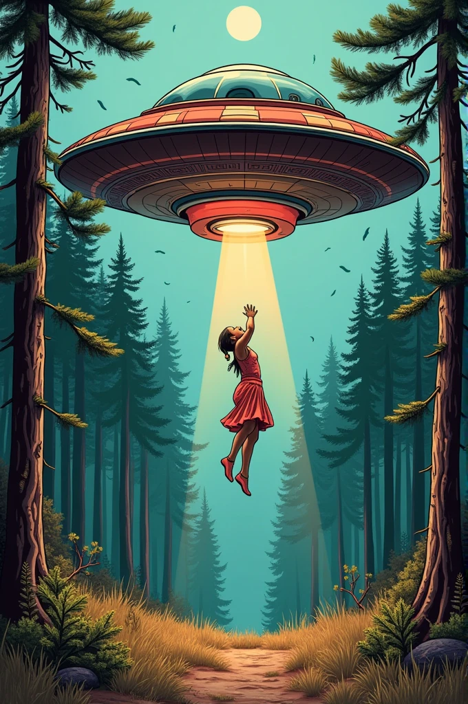 A tattoo of a UFO abducting a person in a pine forest and in place of the flying saucer would be a vinyl record from the 90s