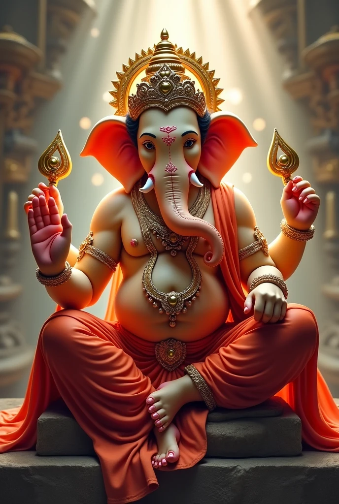 Lord ganesha closed with red cloth