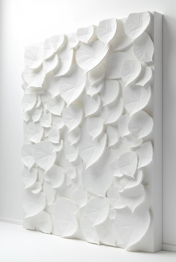 White big leave wines overlapping carved and spread on big white wall