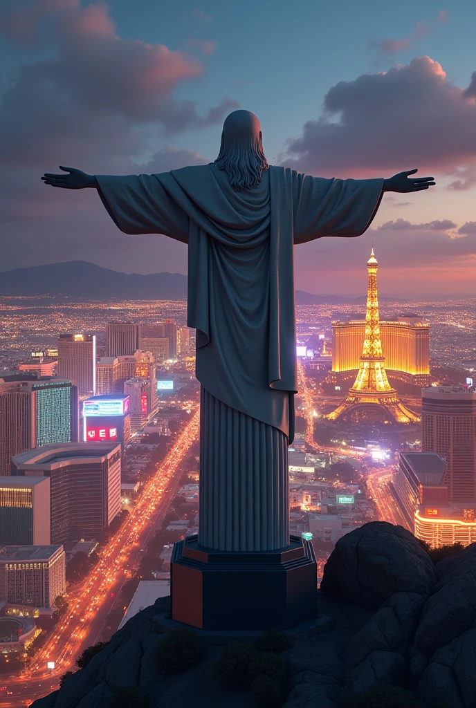 show what it would be like if Christ the Redeemer was in Las Vegas