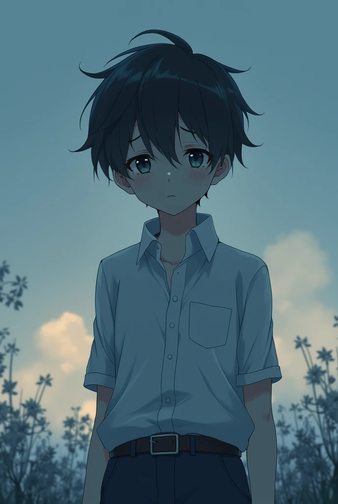 One sad anime boy