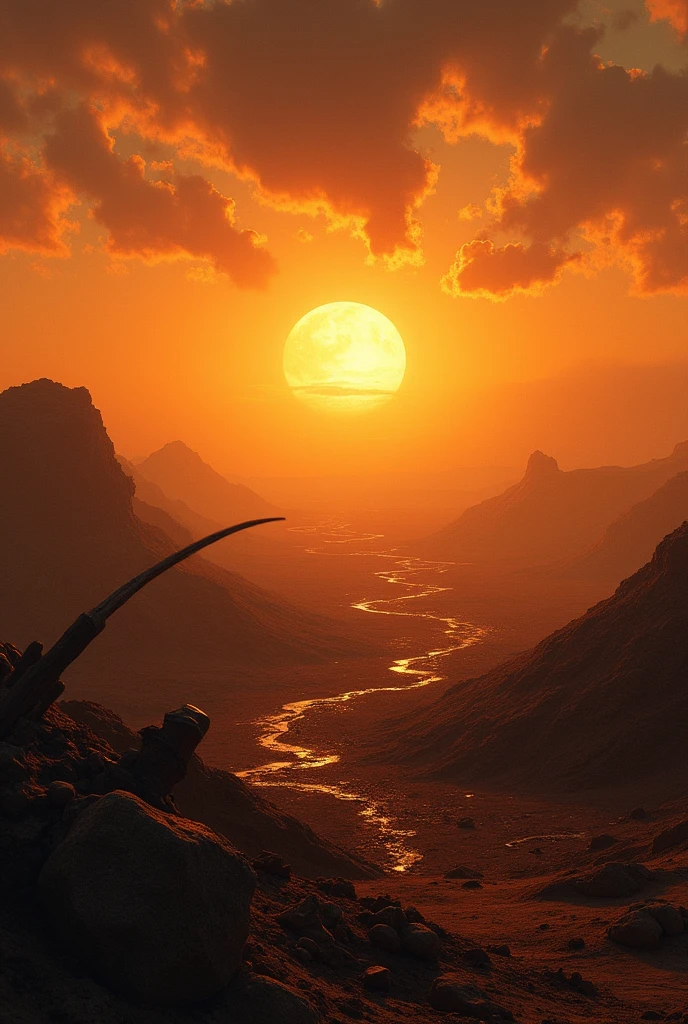 Sunset in a kurukshetra war background without any other person